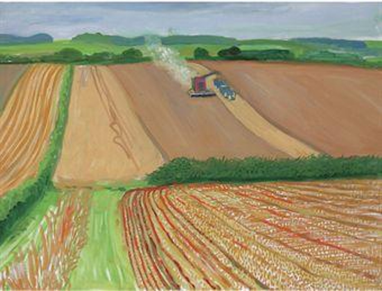 Harvesting Near The Road To Thwing by David Hockney