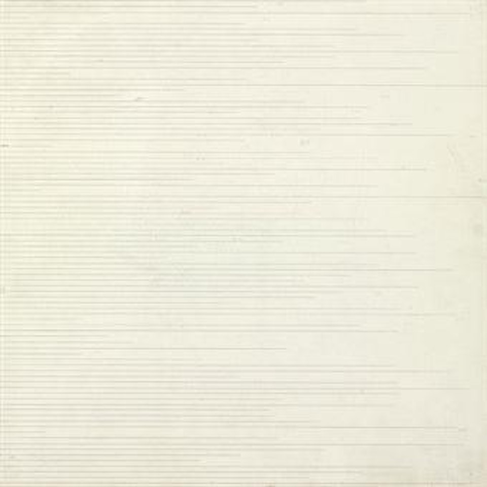 Parallel, straight pencil lines of random length, from the left side by Sol LeWitt