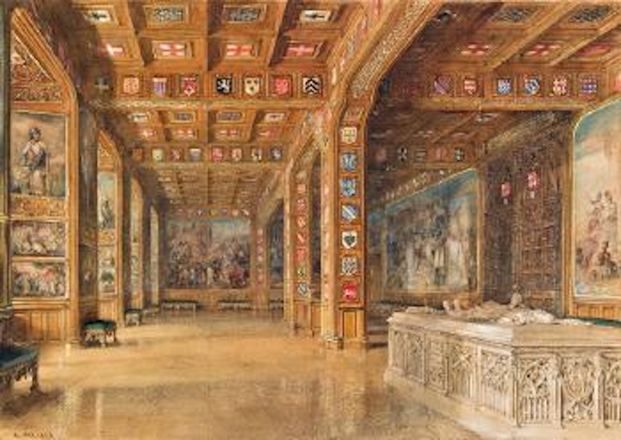 Schloss Neuhaus (?) in Böhmen, Wappensaal by Rudolf von Alt
