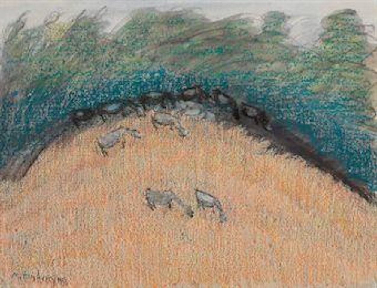 Cows on Hillside by Milton Avery