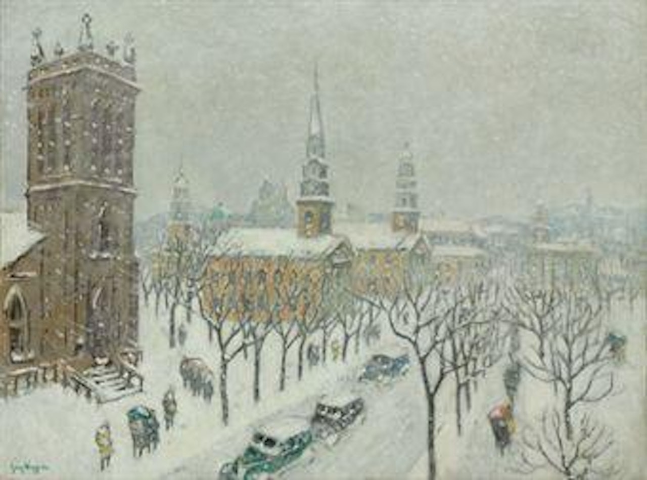 New Haven Green, Winter by Guy Carleton Wiggins