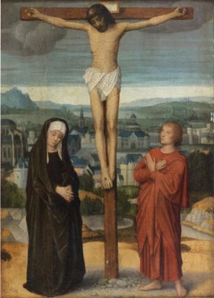 Christ en Croix entre la Vierge et Saint Jean by Adriaen Isenbrandt