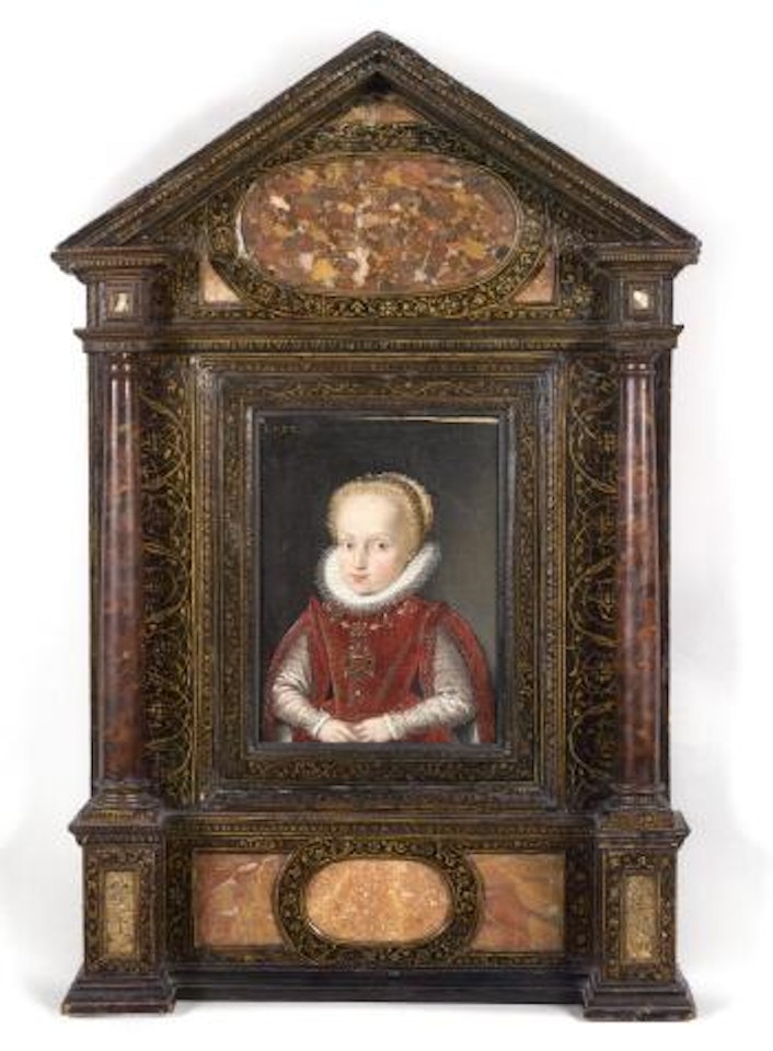 Portrait de jeune fille au manteau de velours broudé by Alonso Sanchez Coello by Spanish School