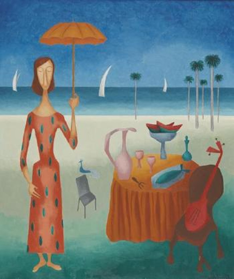 La mujer en la playa by Cundo Bermudez