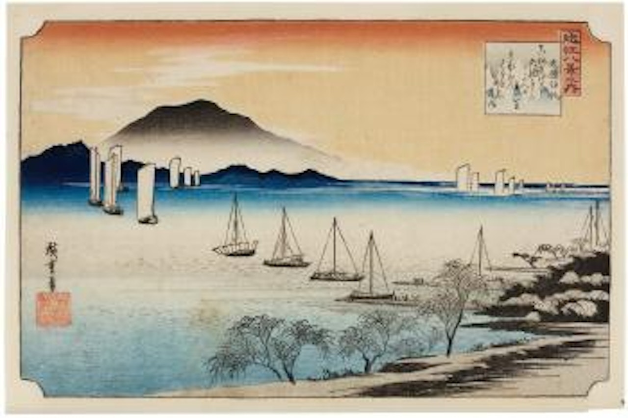 Yabase no kikan (Le retour des bateaux à Yabase) by Utagawa Hiroshige