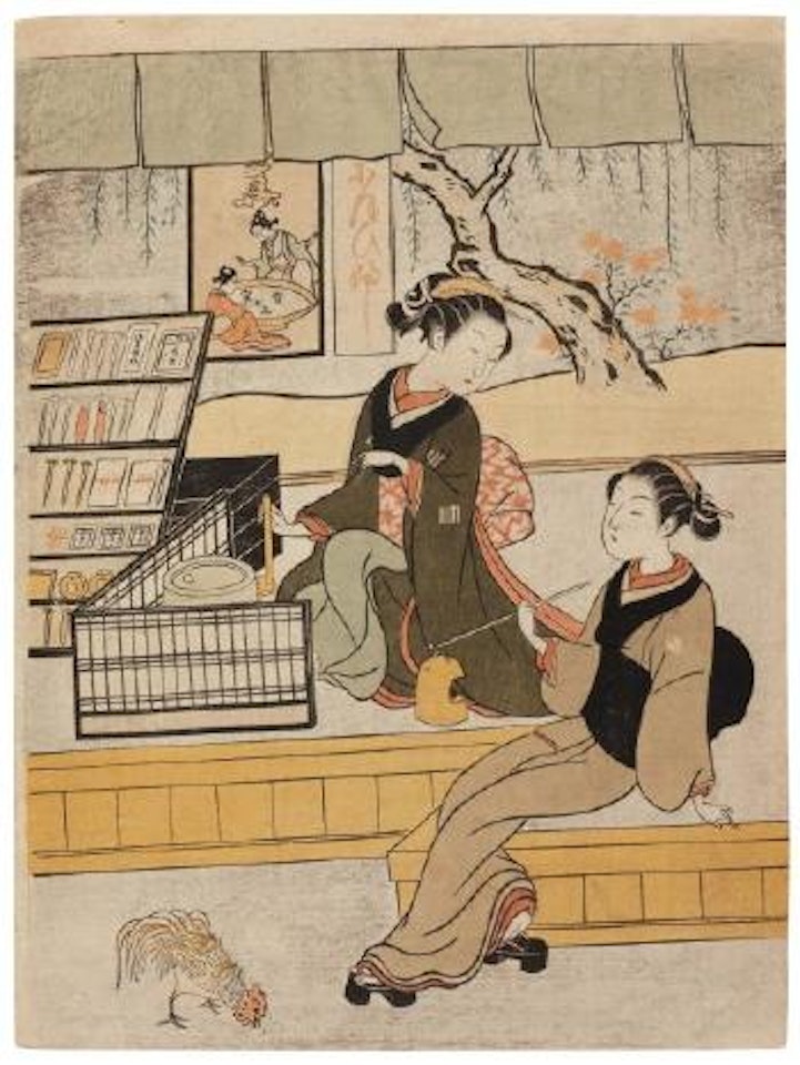 Ofuji avec une jeune visiteuse by Suzuki Harunobu