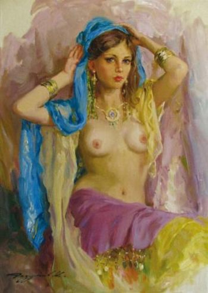Odalisque au châle bleu by Constantin Razoumov
