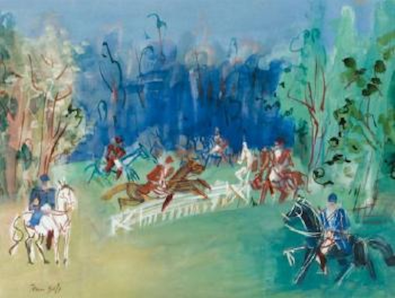Scène hippique au bois by Jean Dufy