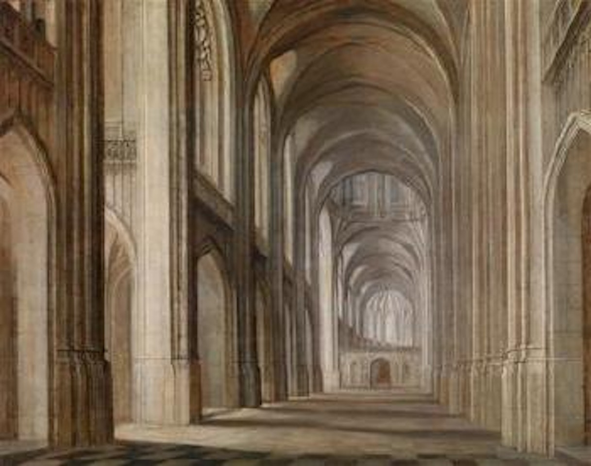The interior of a Gothic cathedral by Hendrik van Steenwyck the Younger