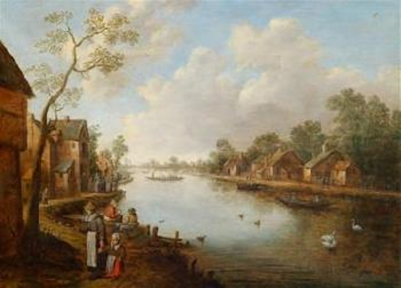 Dutch canal landscape by Joost Cornelisz Droochsloot