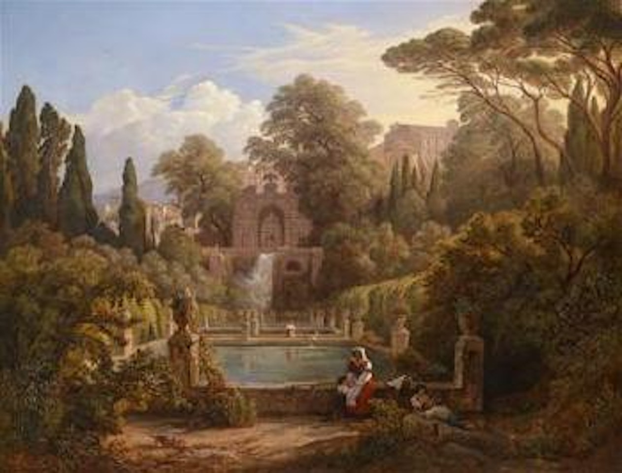View of the Neptune Fountain and the Water Organ at the Villa d’Este in Tivoli by Italian School