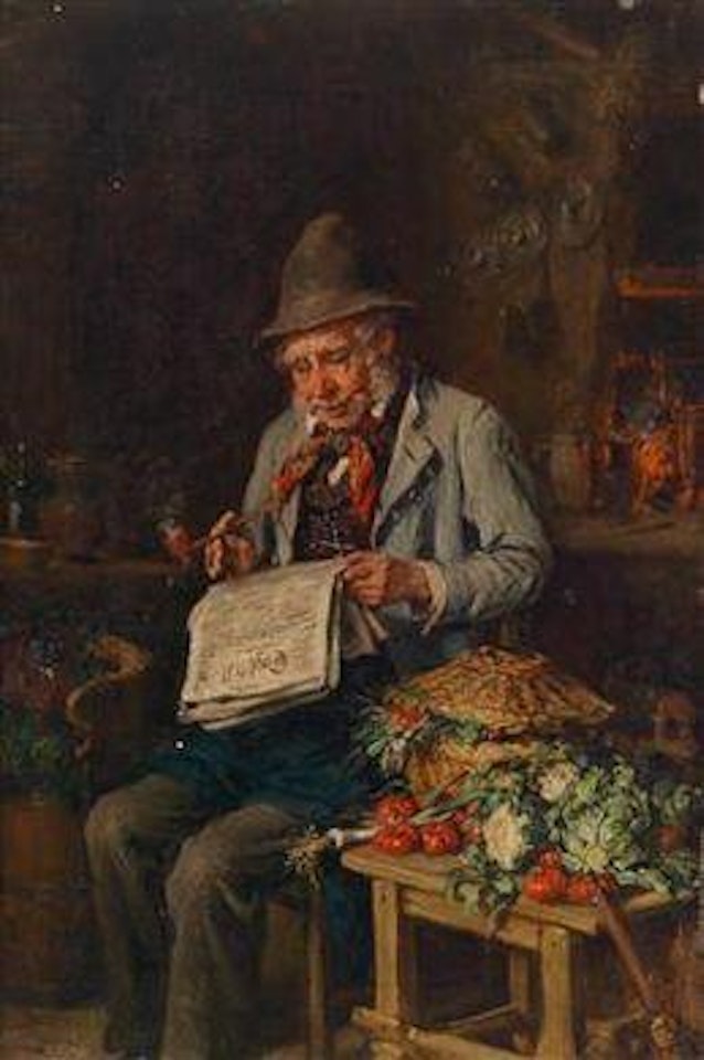 The newspaper reader by Hermann Kern