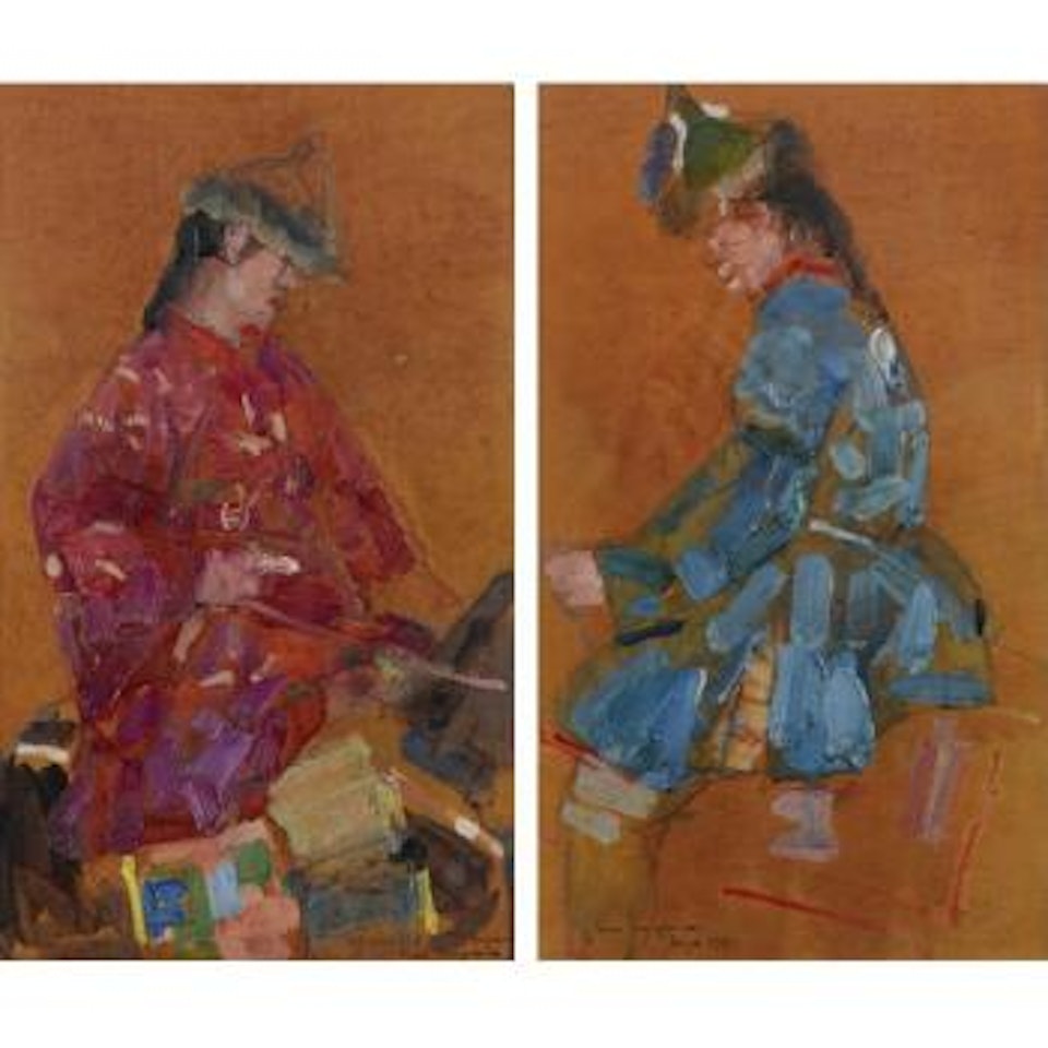 Mongol On Horseback:  A Pair Of Paintings by Leon Gaspard