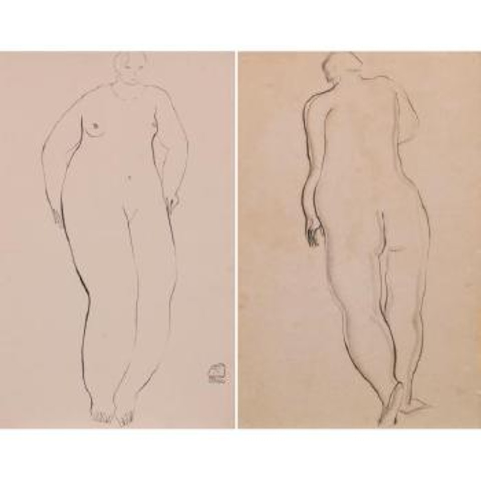 Female Nude (Two Works) by Sanyu