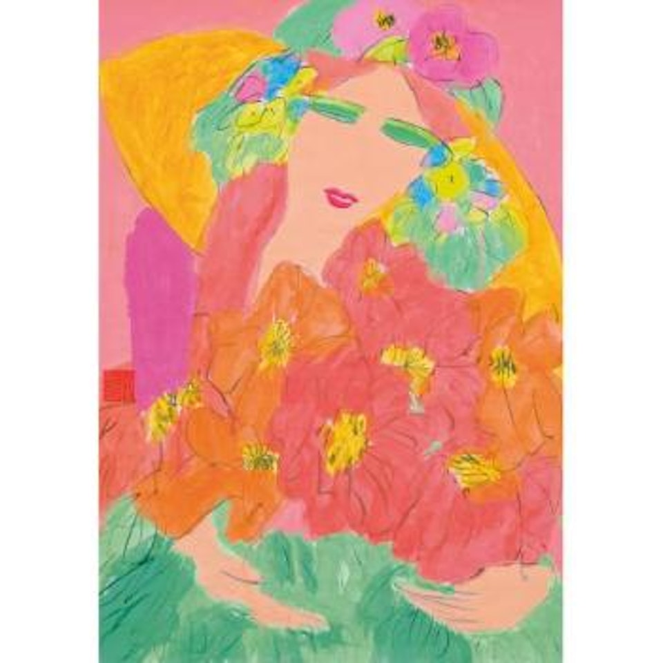 Young Girl In Green Hat by Walasse Ting