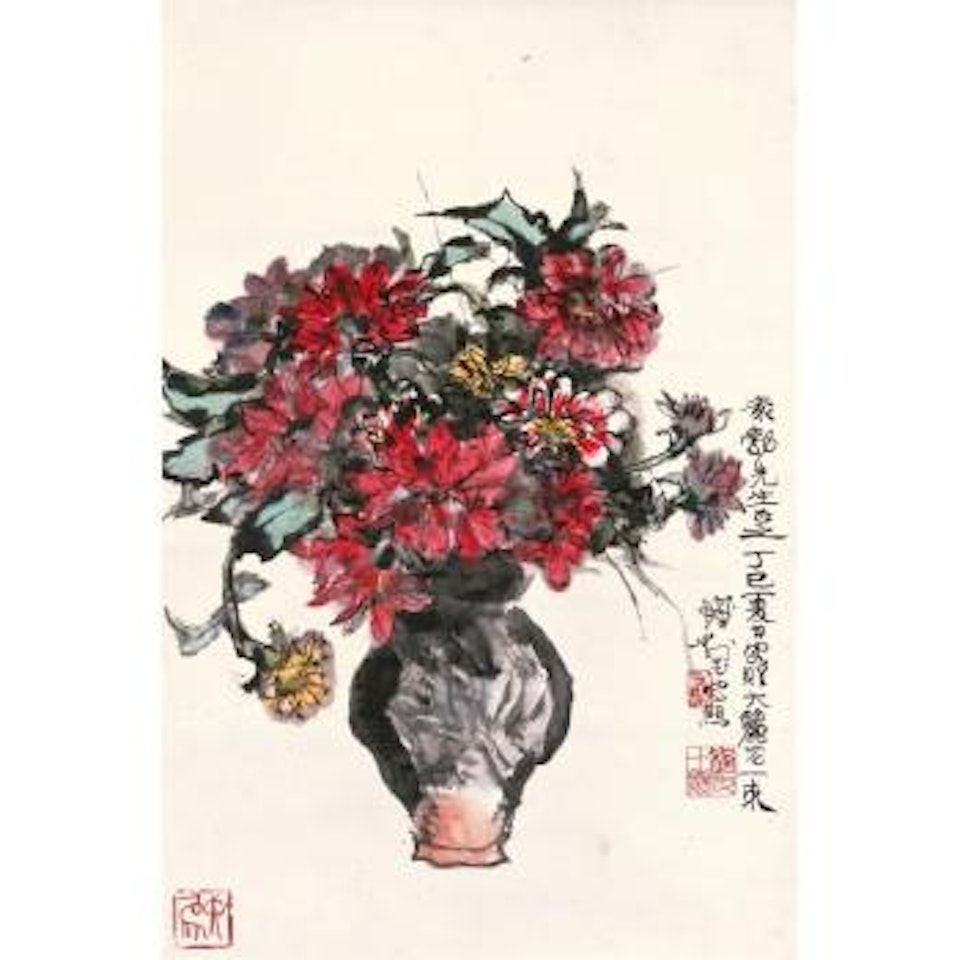 Vase Of Dahlias by Cheng Shifa
