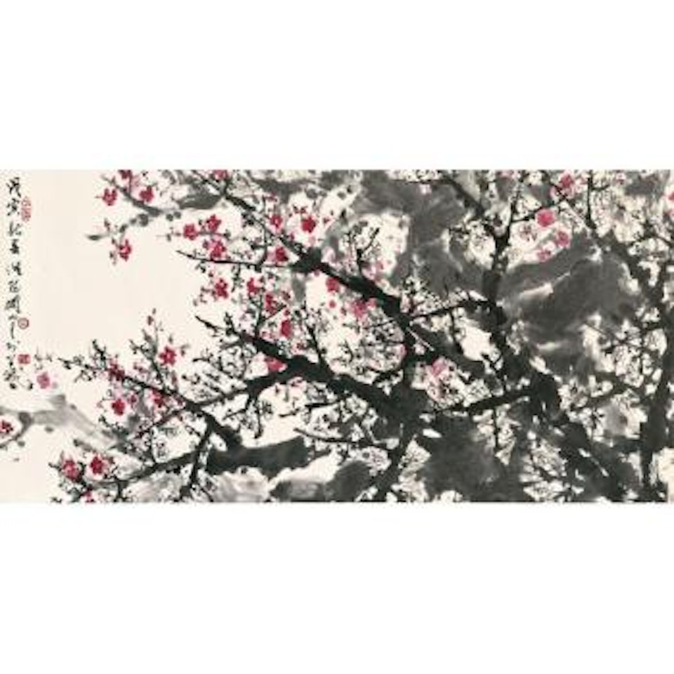 Red And White Plum Blossoms by Guan Shanyue