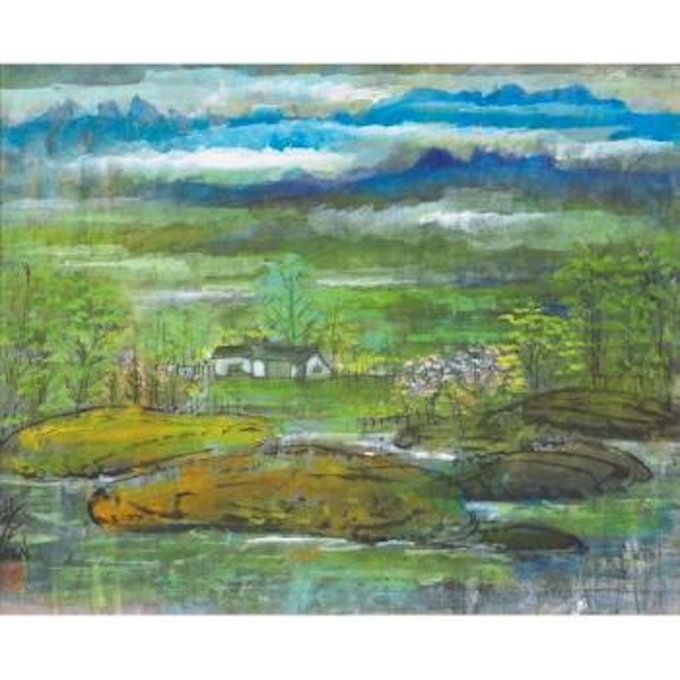 Lakeshore Scenery by Lin Fengmian