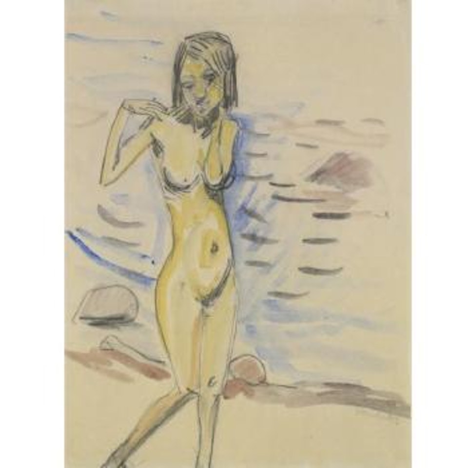 Untitled (Nude On The Beach) by Erich Heckel