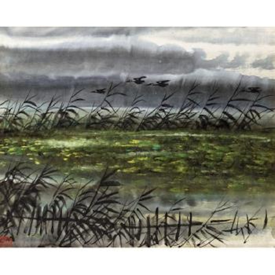 Geese Over The Lotus Pond by Lin Fengmian