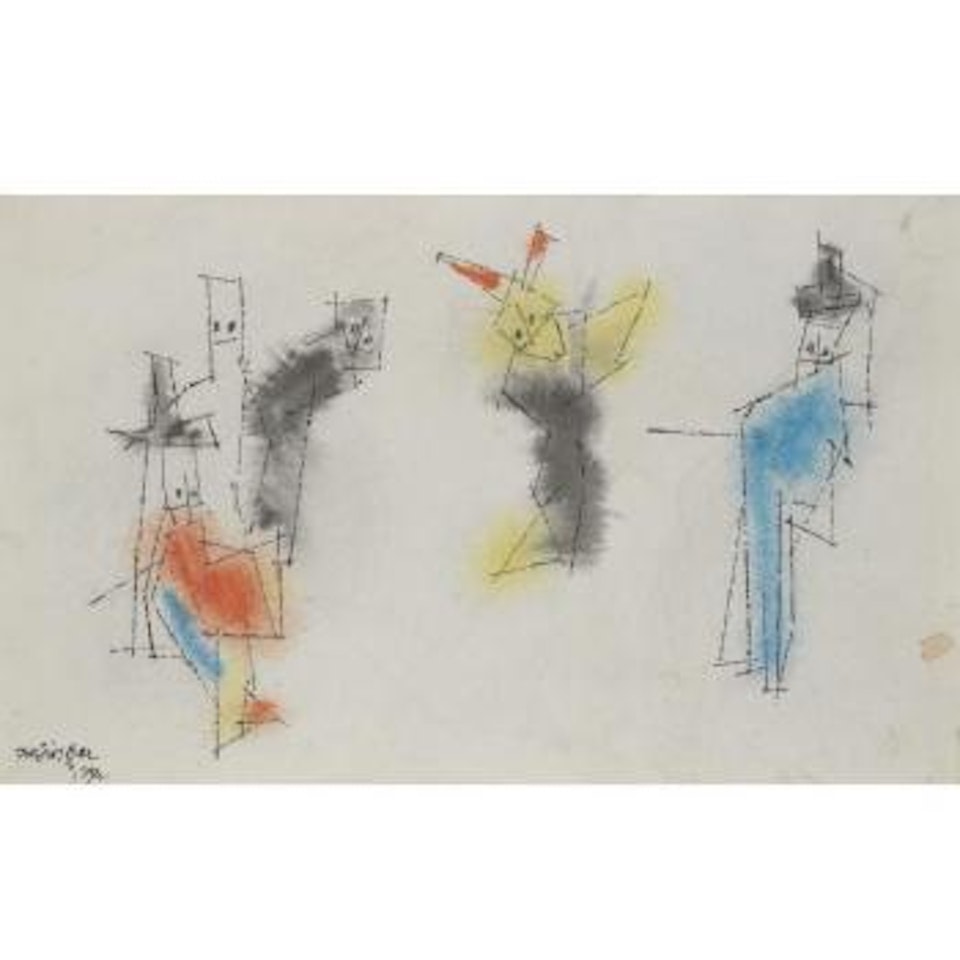 Untitled [Five Figures]: Double-sided Drawing by Lyonel Feininger