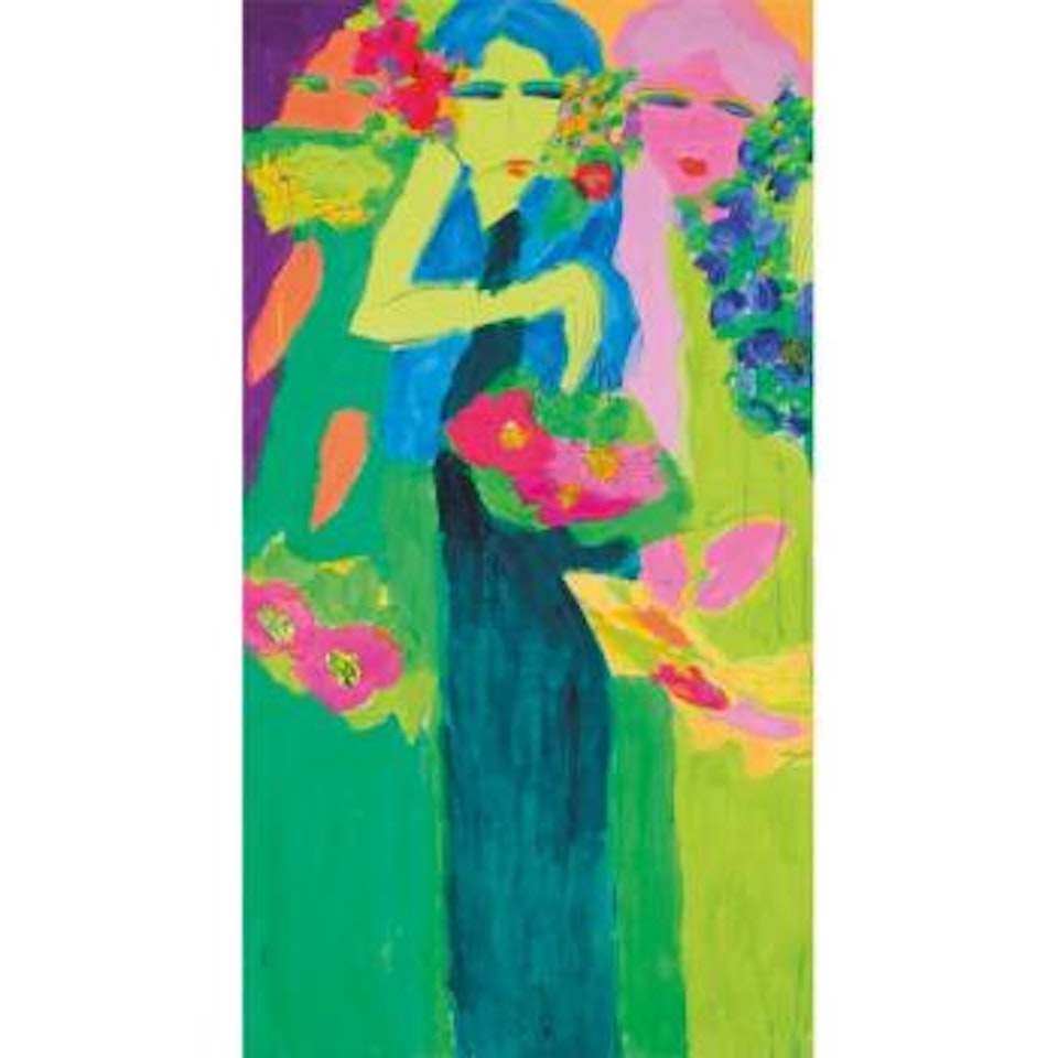 Ladies With A Bouquet Of Flowers by Walasse Ting