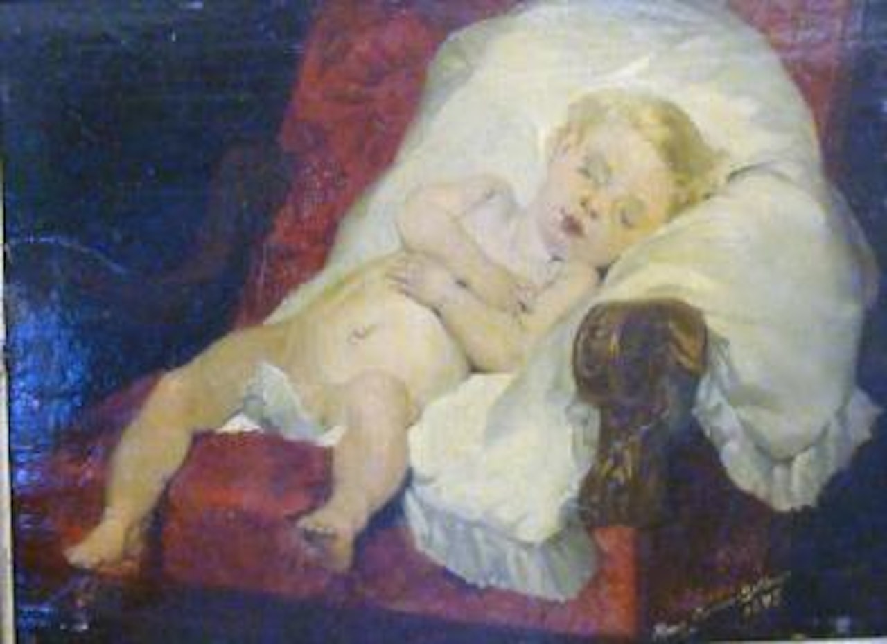 Jeune enfant endormi by Pierre Carrier-Belleuse