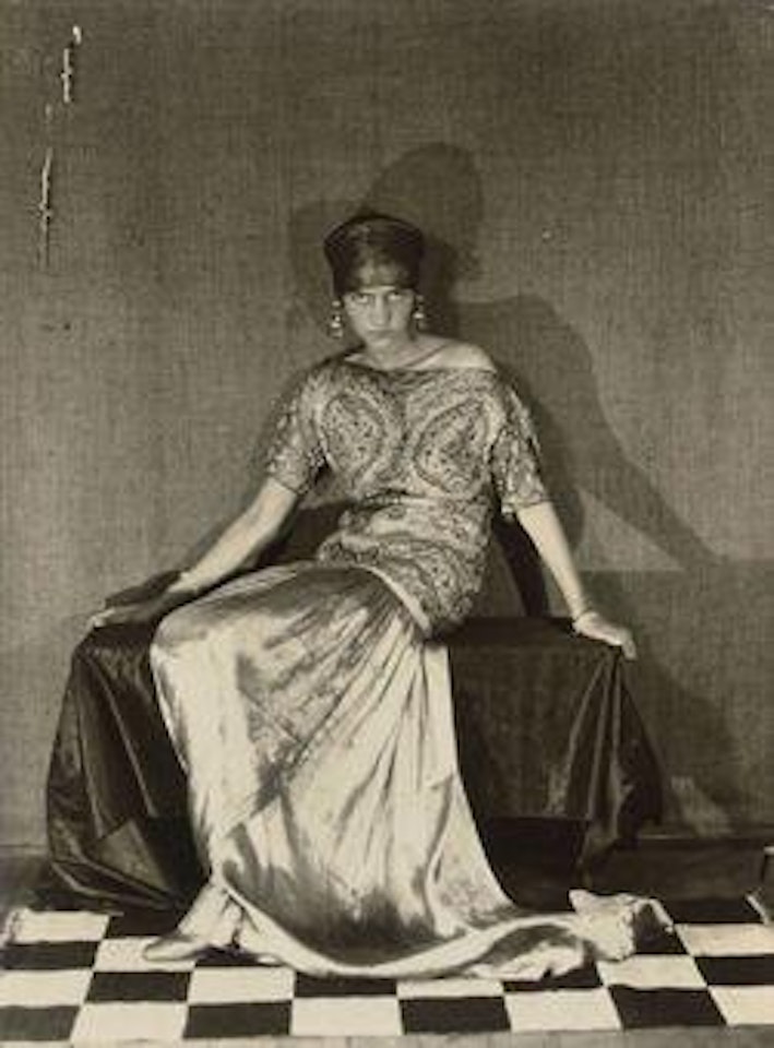 Peggy Guggenheim in a gown by Poiret by Man Ray
