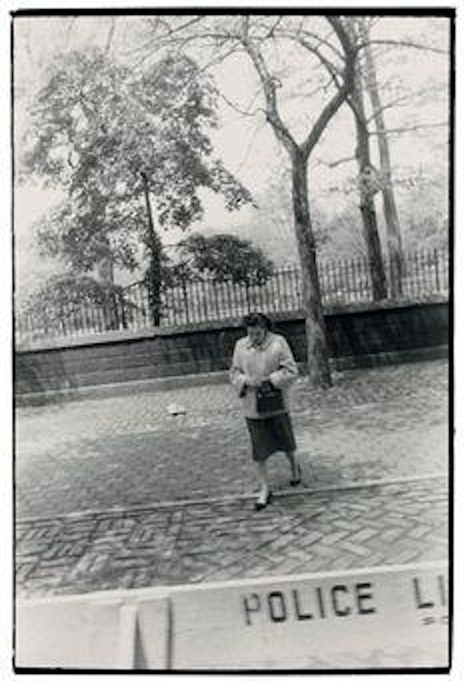 Central Park (Police barricade), from the series, From the Bus, New York by Robert Frank