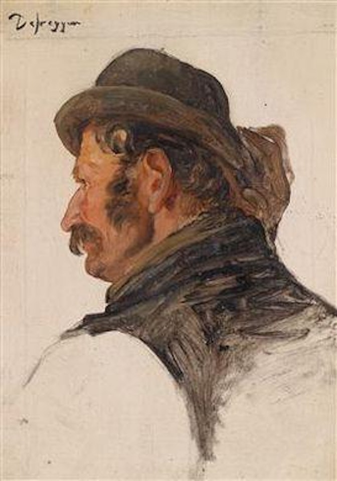 Profile Portrait of a Male Head by Franz von Defregger