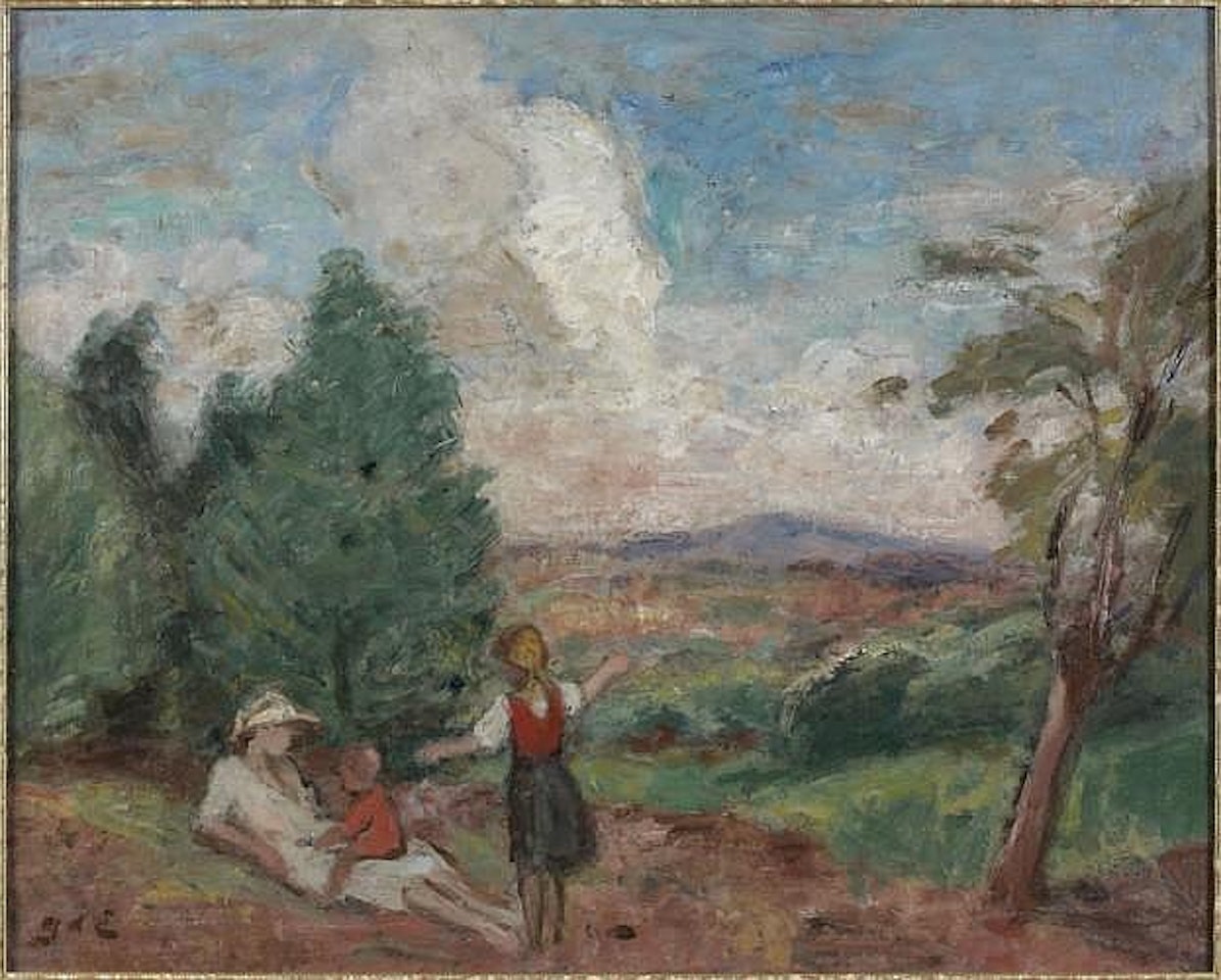 Mère et enfant dans un paysage by Georges d’Espagnat