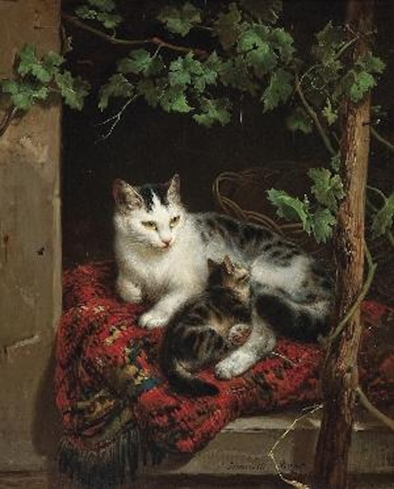Kat en haar jong - Chat et chaton by Henriette Ronner-Knip