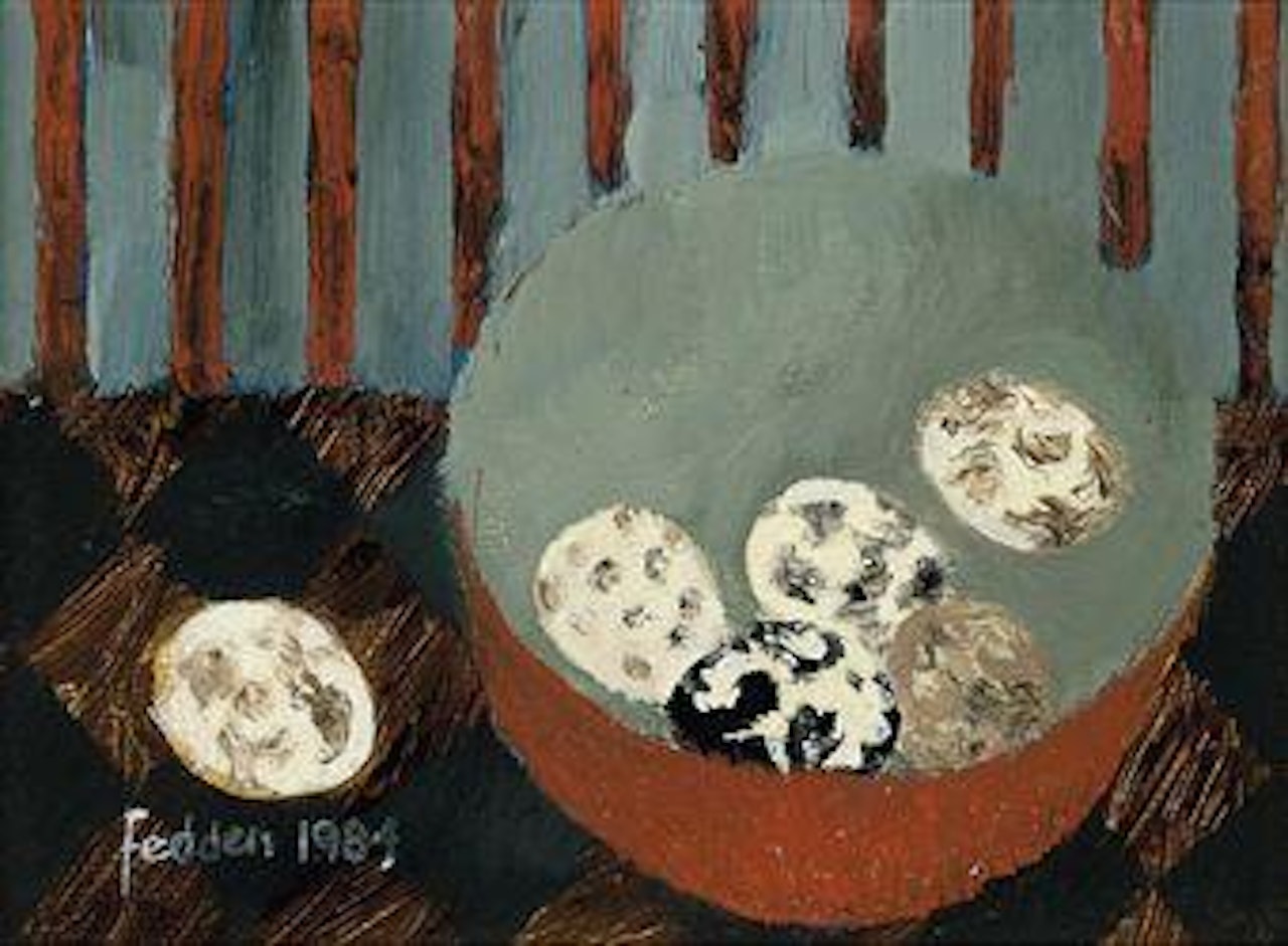 Speckled eggs in a bowl by Mary Fedden
