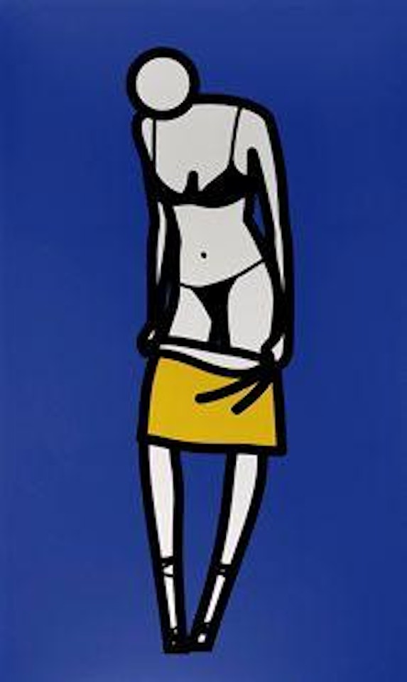 Woman taking off summer dress 11 by Julian Opie