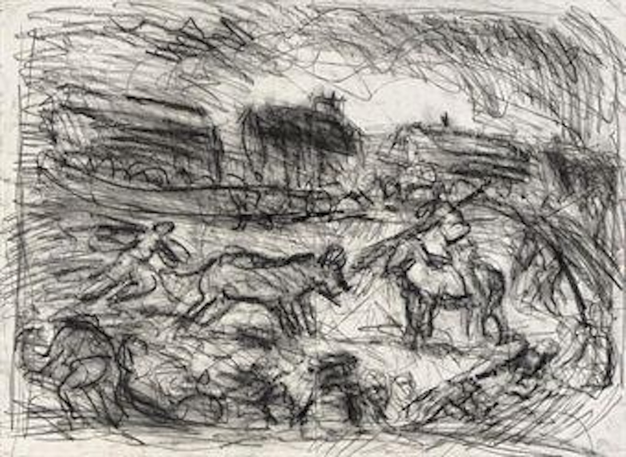Bullfight in a Village by Leon Kossoff