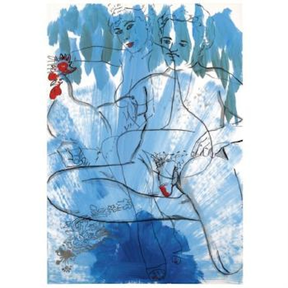 Untitled (Aus Blauer Serie Mit Hahn) by Sigmar Polke