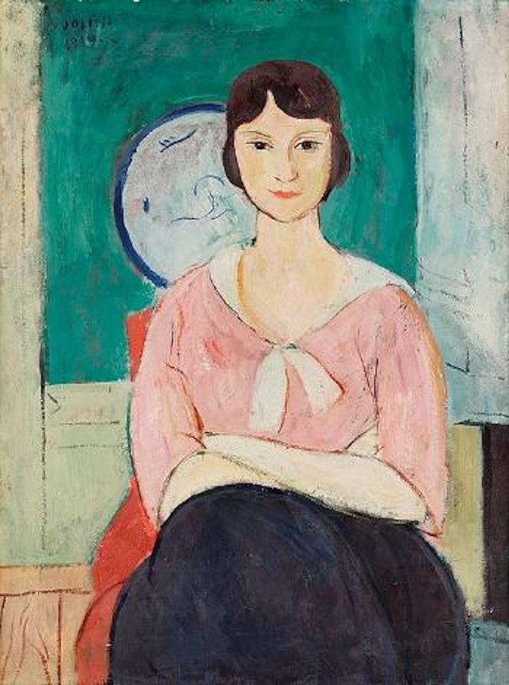 Modell i rosa blus by Einar Jolin