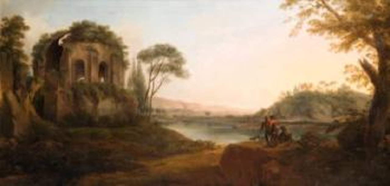 Paysage idéal italien avec un lac bordé du temple de Minerva Medica by Carlo Bonavia