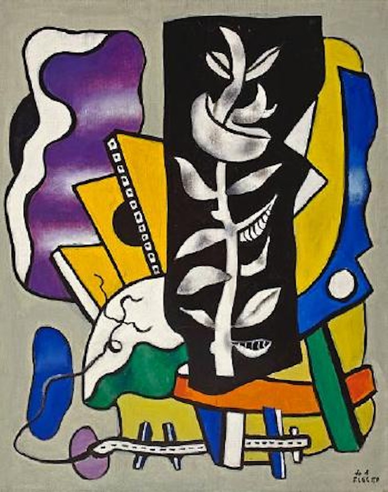 La branche sur fond noir by Fernand Leger