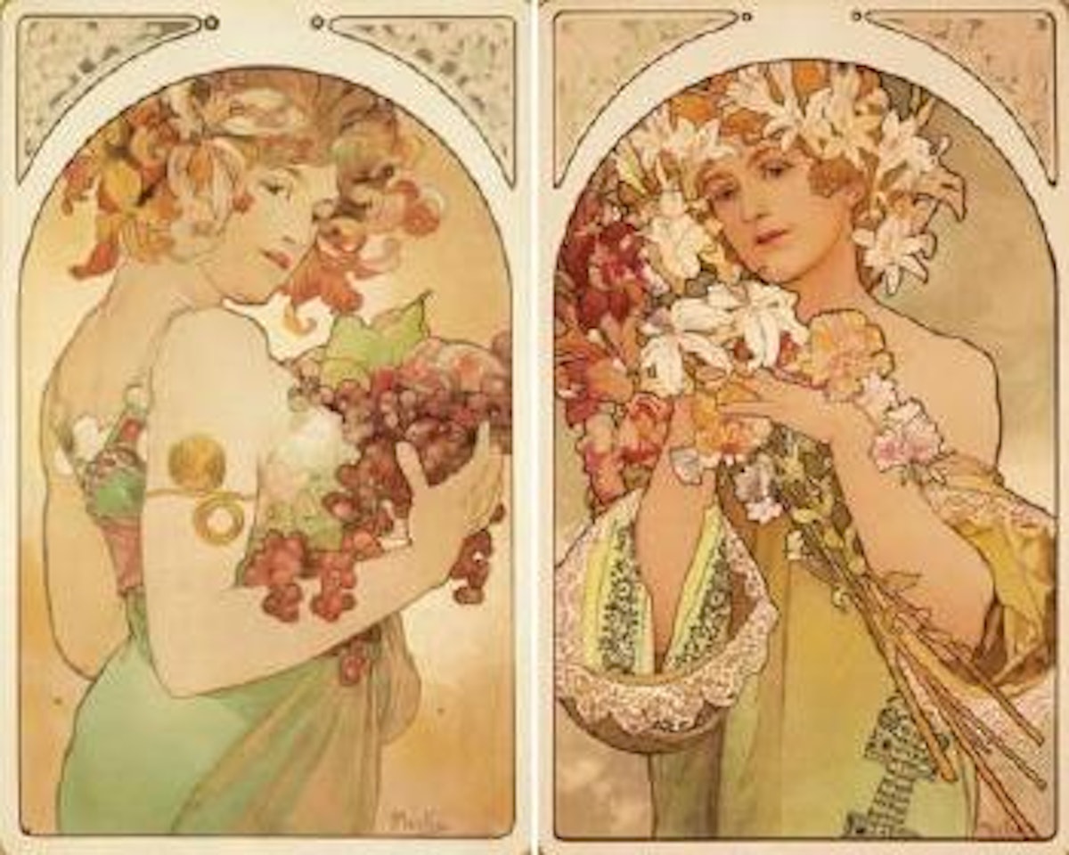 Fruit and flower by Alphonse Mucha