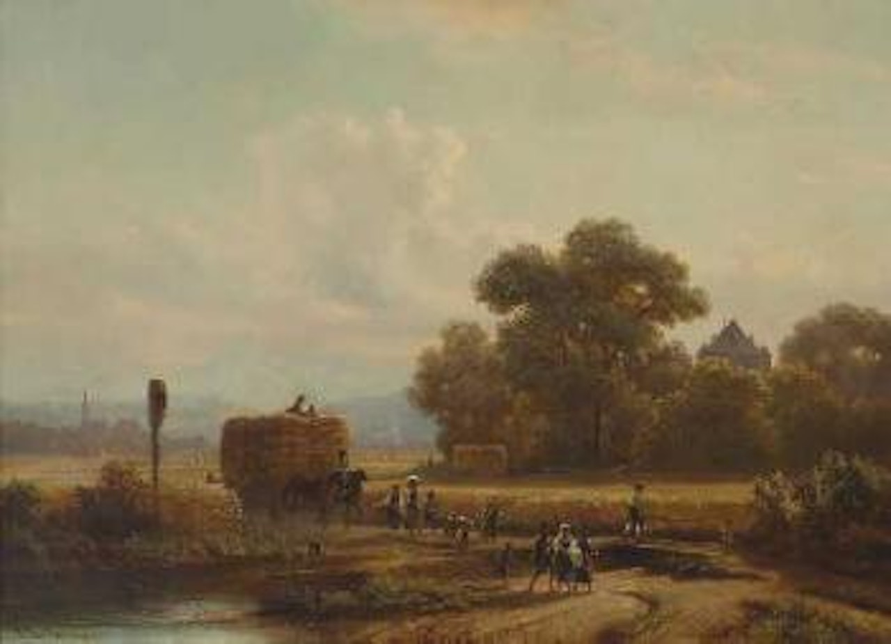 Getreideernte in Vorgebirgslandschaft by Anton Doll