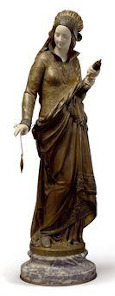 A French Gilt-bronze And Ivory Figure Entitled 'La Fileuse' by Albert-Ernest Carrier-Belleuse