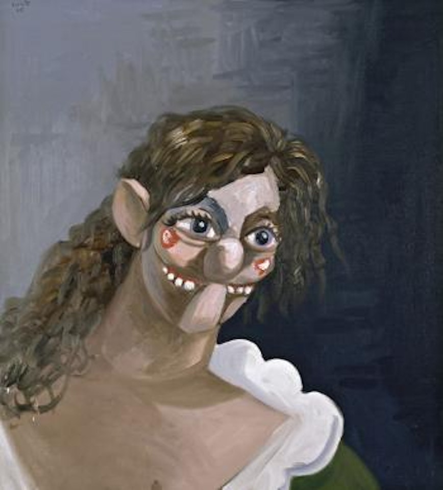 Smiling Girl with Blue Eye Shadow by George Condo