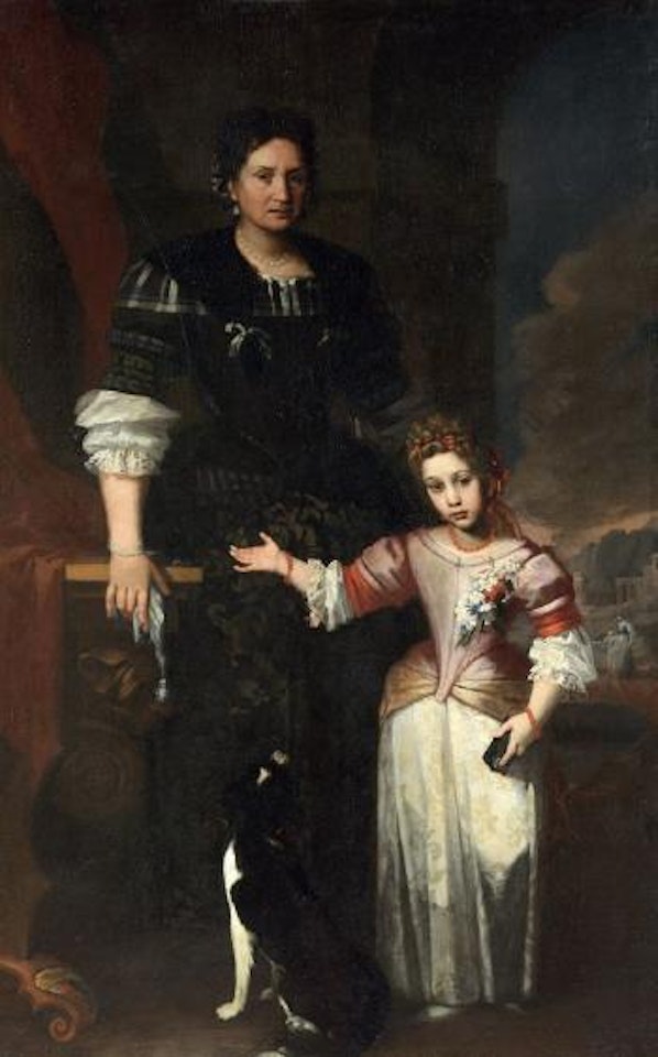 Ritratto di gentildonna con figlia e cagnolino by Pier Francesco Cittadini