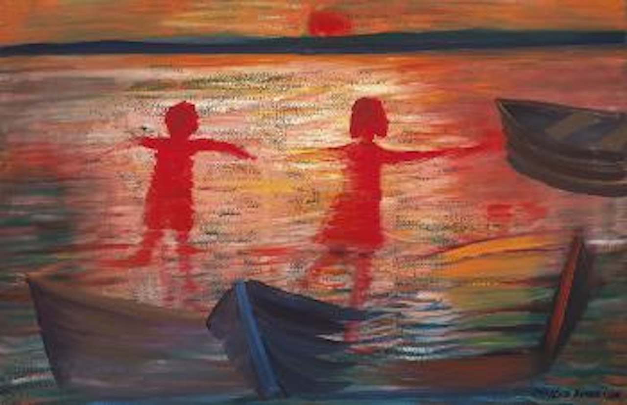 Sunset silhouette by Charles Blackman