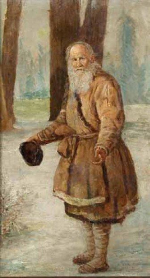 Portrait du poète Léon Tolstoï dans sa propriété de Iasnaïa Poliana by Russian School