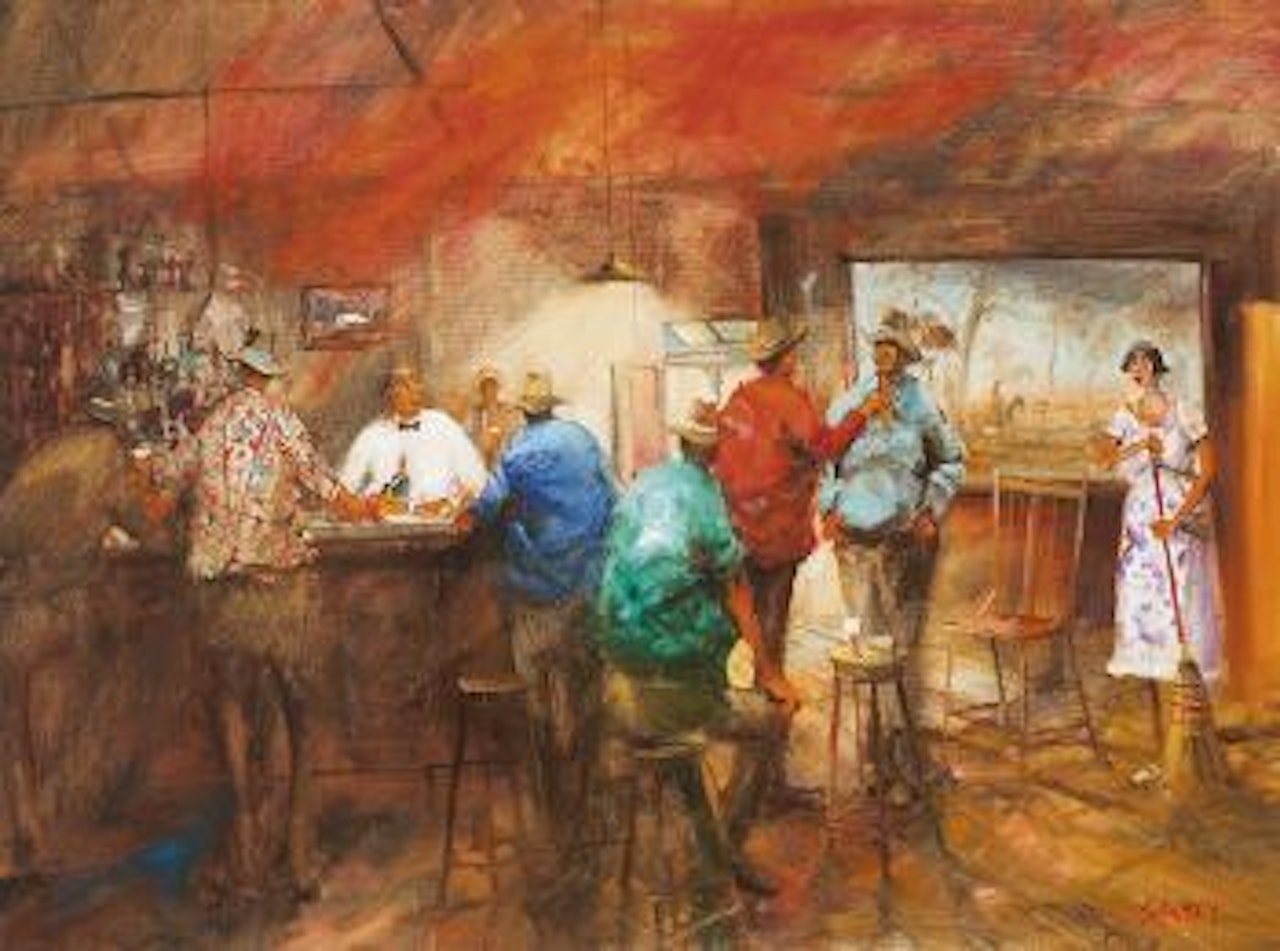 In Darkie Dwyer's Pub, West Queensland by Hugh Sawrey