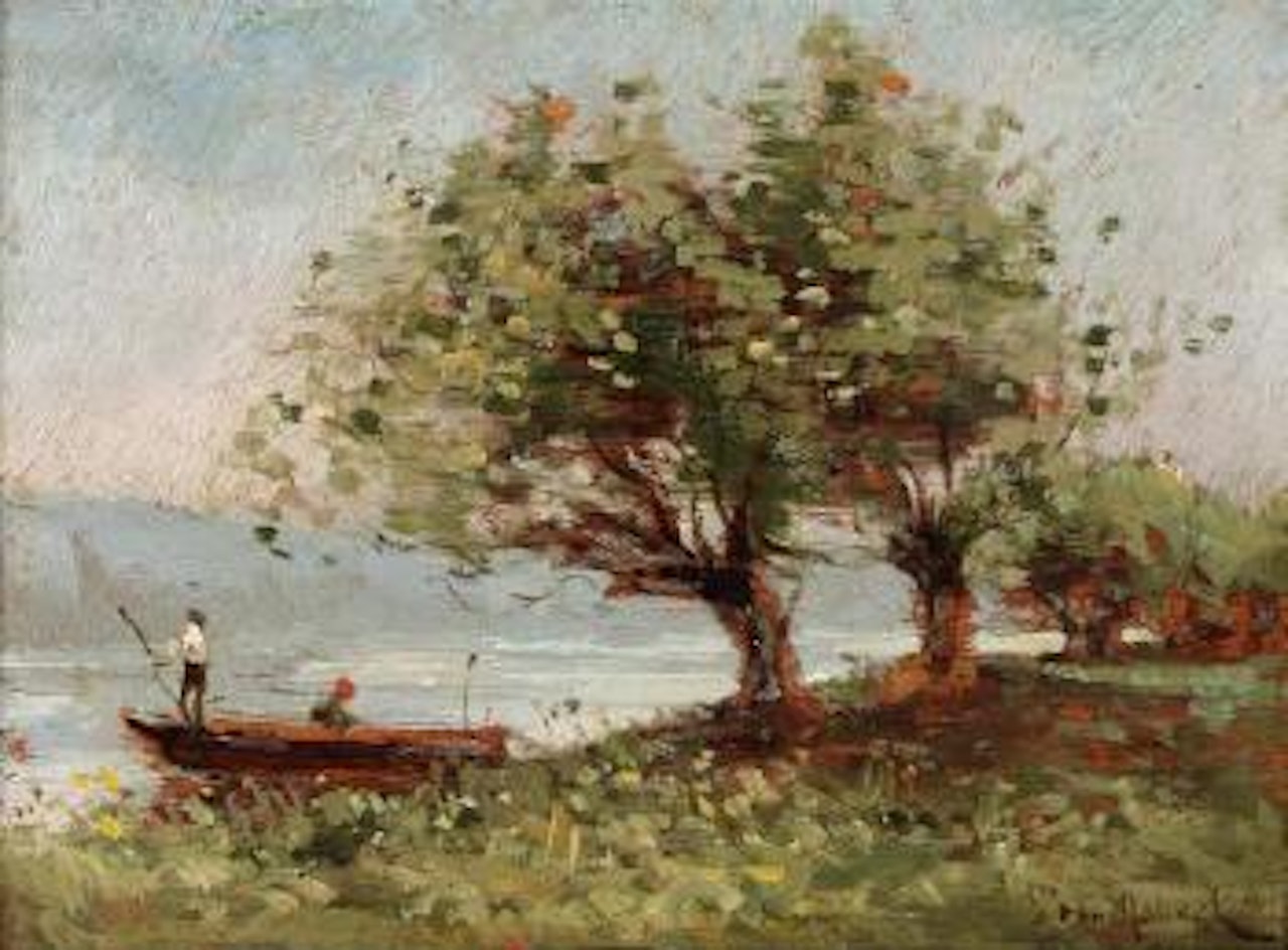 Barque au bord de l'eau by Paul Désiré Trouillebert