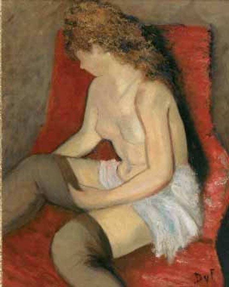 Nu au canapé rouge by Marcel Dyf