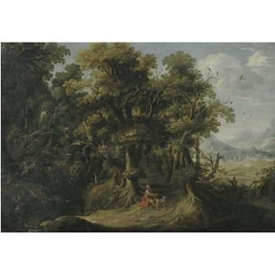An Extensive Landscape With Saint John The Baptist by Flemish School